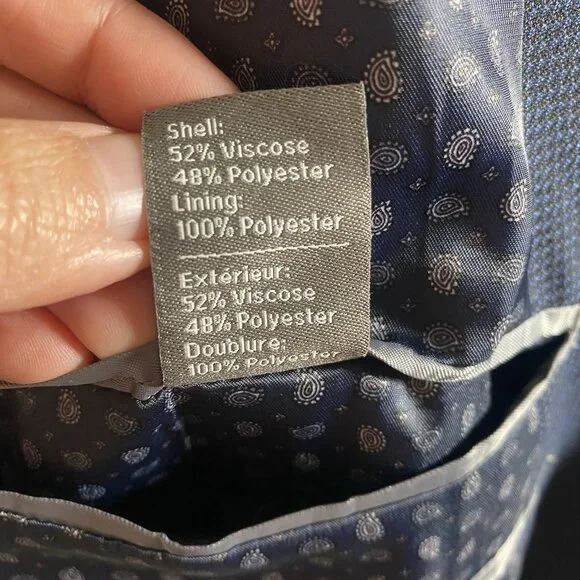 Oak Hill Sport Coat 3XL 54R/56R Navy Weave Patterned Viscose Polyester Blend